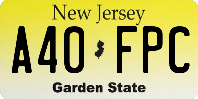 NJ license plate A40FPC