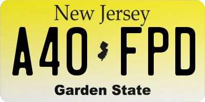 NJ license plate A40FPD