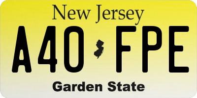 NJ license plate A40FPE