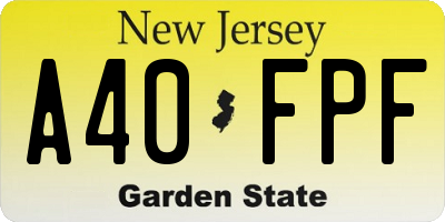 NJ license plate A40FPF