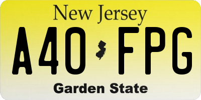 NJ license plate A40FPG