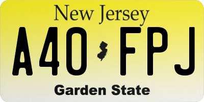 NJ license plate A40FPJ