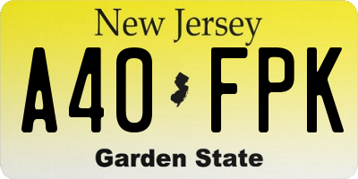 NJ license plate A40FPK