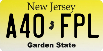 NJ license plate A40FPL
