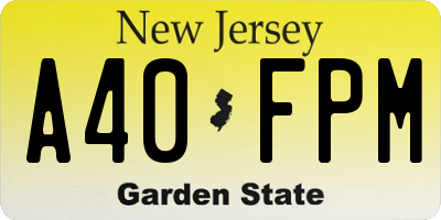 NJ license plate A40FPM