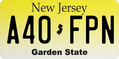 NJ license plate A40FPN
