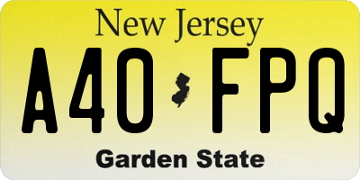 NJ license plate A40FPQ