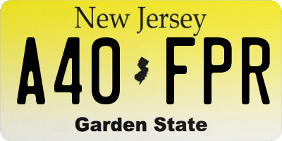 NJ license plate A40FPR