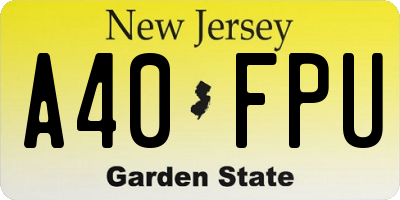 NJ license plate A40FPU