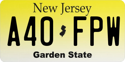NJ license plate A40FPW