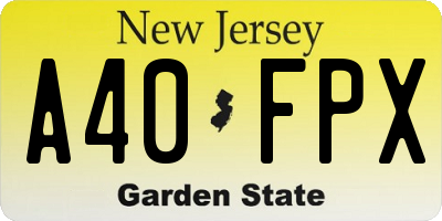 NJ license plate A40FPX
