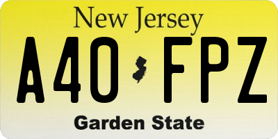 NJ license plate A40FPZ