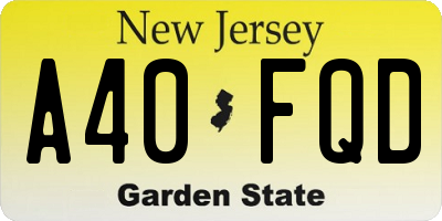 NJ license plate A40FQD