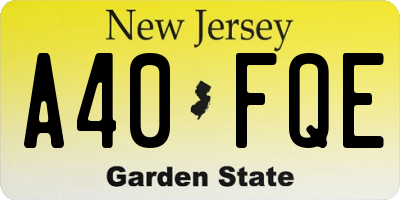 NJ license plate A40FQE