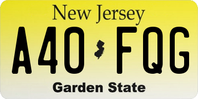 NJ license plate A40FQG