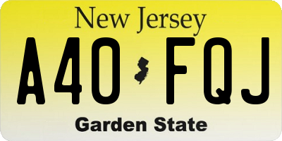 NJ license plate A40FQJ