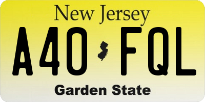 NJ license plate A40FQL