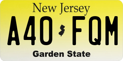 NJ license plate A40FQM