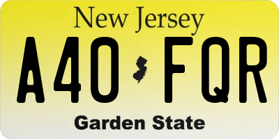NJ license plate A40FQR