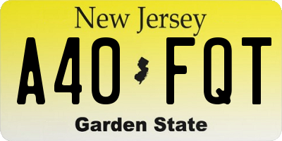 NJ license plate A40FQT