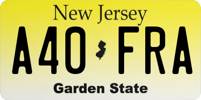 NJ license plate A40FRA