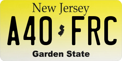 NJ license plate A40FRC