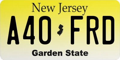 NJ license plate A40FRD