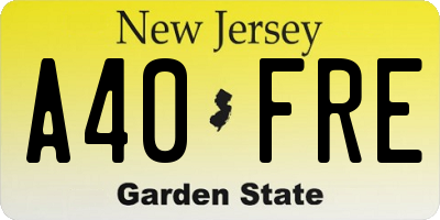 NJ license plate A40FRE