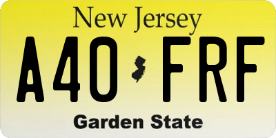 NJ license plate A40FRF