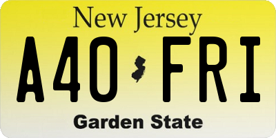 NJ license plate A40FRI