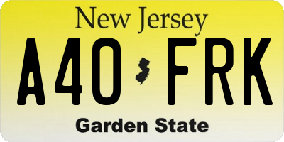 NJ license plate A40FRK