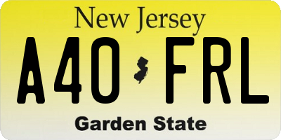 NJ license plate A40FRL