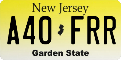 NJ license plate A40FRR