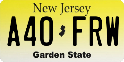 NJ license plate A40FRW
