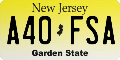 NJ license plate A40FSA