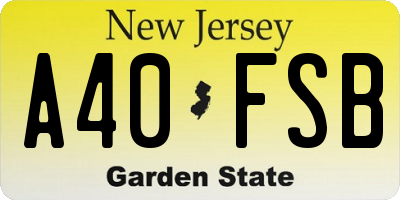 NJ license plate A40FSB