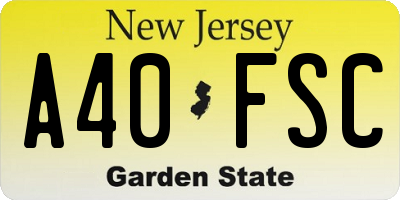 NJ license plate A40FSC