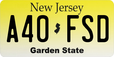 NJ license plate A40FSD