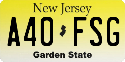 NJ license plate A40FSG