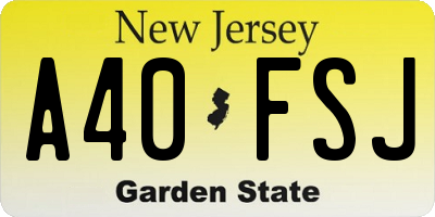 NJ license plate A40FSJ