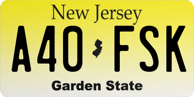 NJ license plate A40FSK