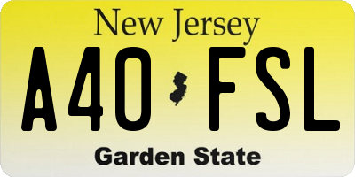 NJ license plate A40FSL
