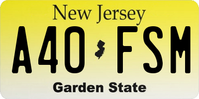 NJ license plate A40FSM