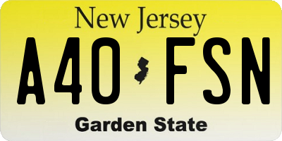 NJ license plate A40FSN