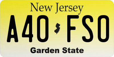NJ license plate A40FSO
