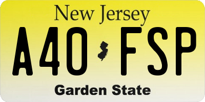 NJ license plate A40FSP