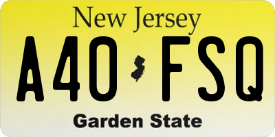 NJ license plate A40FSQ