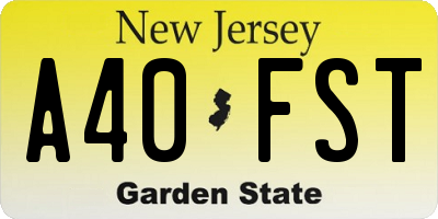 NJ license plate A40FST