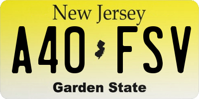 NJ license plate A40FSV