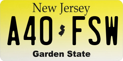 NJ license plate A40FSW